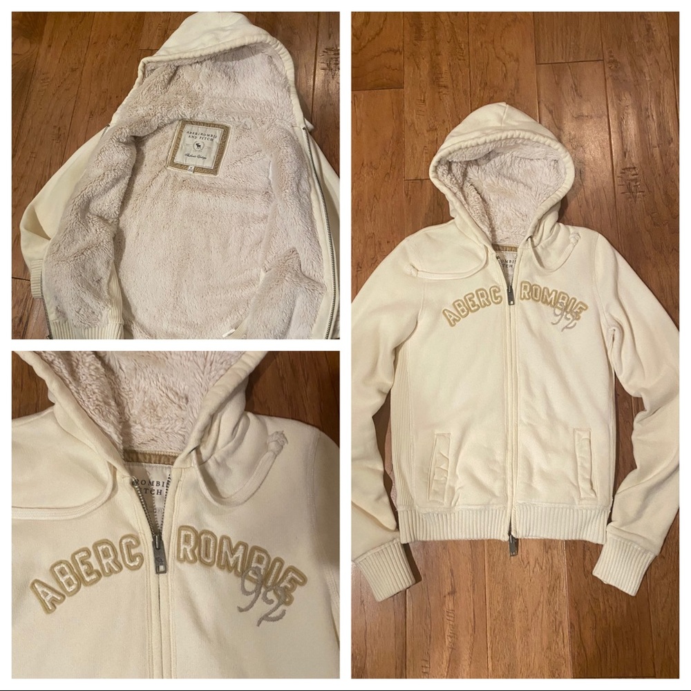 ABERCROMBIE & FITCH Faux Fur Hooded Jacket M